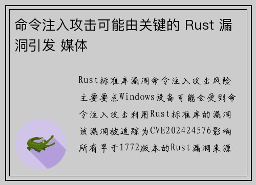 命令注入攻击可能由关键的 Rust 漏洞引发 媒体