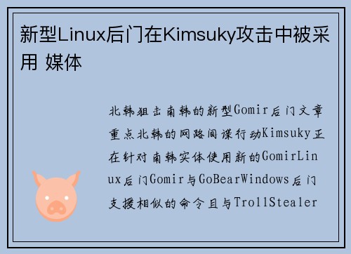 新型Linux后门在Kimsuky攻击中被采用 媒体